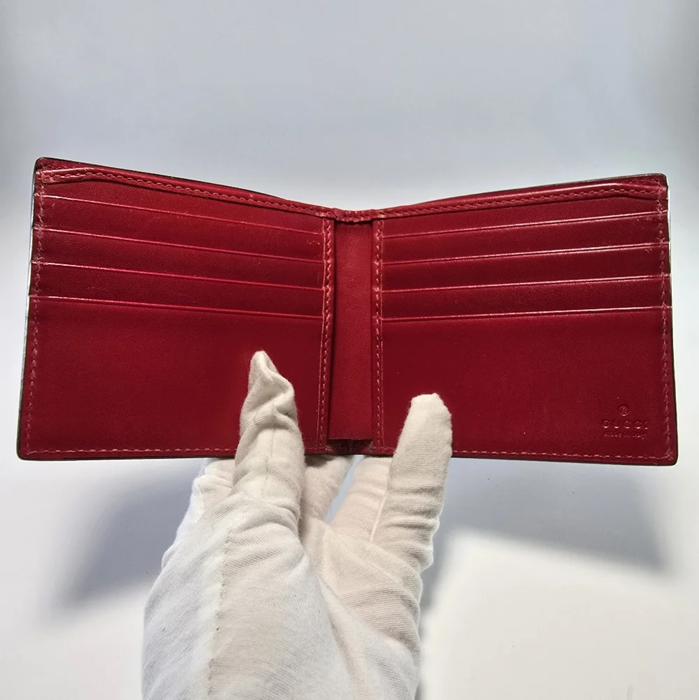 Gucci Red Guccissima Embossed Web Wallet - Picture 3 of 7